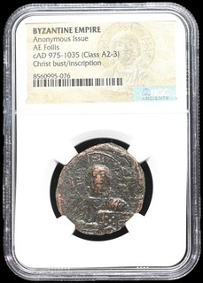 BYZANTINE. Anonymous Christ Follis AD 975 1035. Class A2/A3 NGC Certified