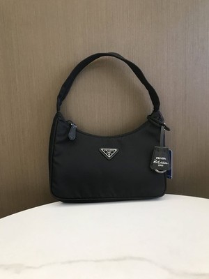 PRADA Prada Re-Edition 2005 Hobo Nylon Shoulder Bag Handbag Black 