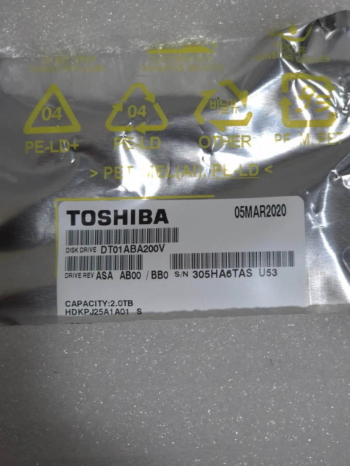 Toshiba HDKPJ25A1A01 S DT01ABA200V 2.0TB 3.5" HDD MAR-2020 ASA AB00/BB0 - Image 2 of 4