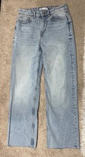 Zara Women  s Light Wash Sz 4 Jeans Wide Leg Raw Hem High Waisted Rise