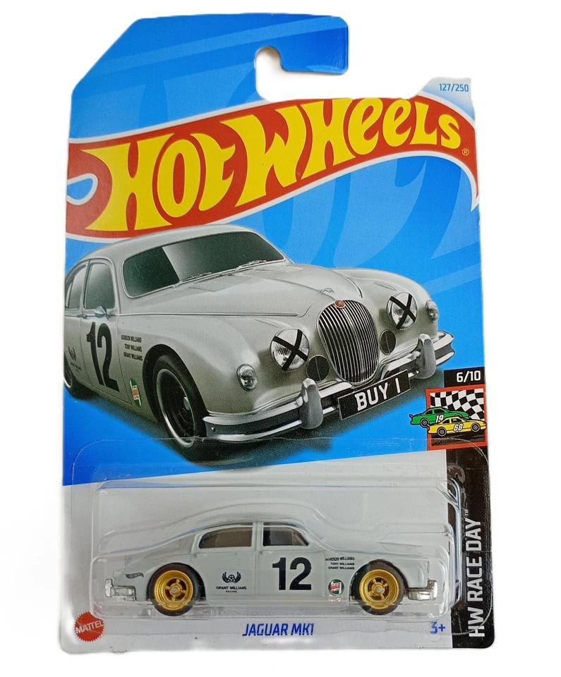 Neumáticos de goma Hot Wheels Jaguar MK1 gris claro personalizados Real Rider FREEPOST Foto 3 de 4
