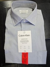Calvin Klein Men's Wrinkle Free Dress Shirt, Blue, Size M 15-15.5,36/37 No Tag