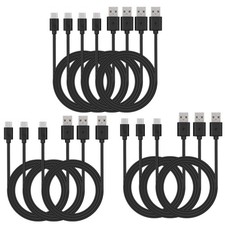 Smays USB C Cable Bulk 10-Pack 3ft, Type C Phone Charger Lot 3 Feet, Black
