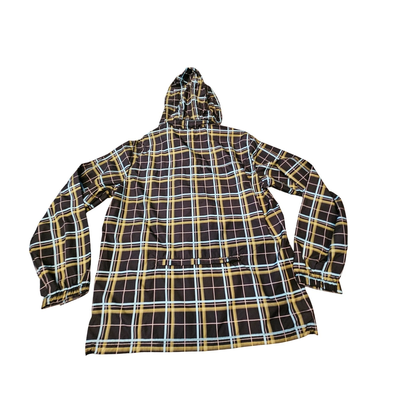Quiksilver Windbreaker Jacket Mens Large Black Plaid Hooded Full Zip Excellent - product detail image 9