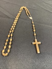 Vintage Olive Wood Bead Rosary Terra Santa Italy Crucifix Catholic Religious