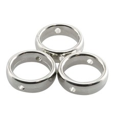 JCBIZ 50pcs 6mm Inner Diameter Double Hole Ring Silver Tone Round Bead