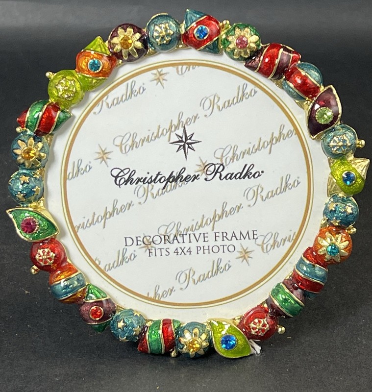 Christopher Radko Multicolor Jeweled Christmas Theme Decorative Frame 4x4