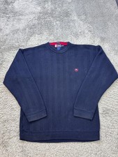 Vtg Chaps Ralph Lauren Sweater Men XL Blue Herringbone Hand Framed Cable Knit