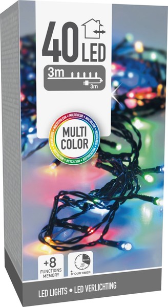 Led-Lichterkette Bunt, 40 Leds, GrüNes Kabel, Innen/AußEn, 6M, 8 Funk.-image