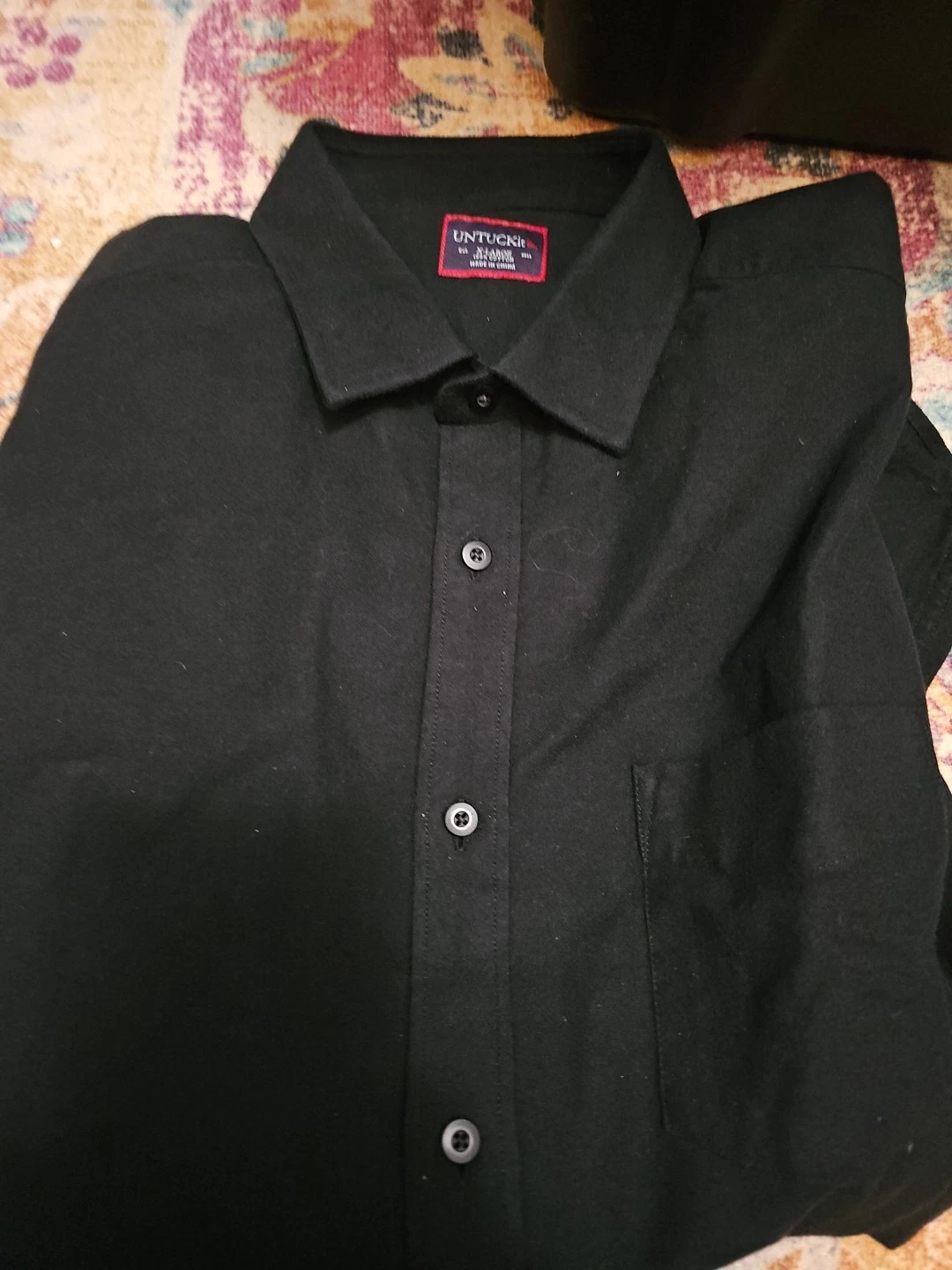 Untuckit Shirt Mens XLarge Long Sleeve Button Front Casual Black