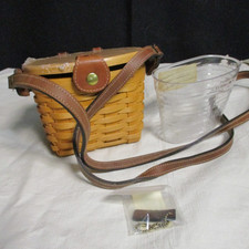 Longaberger Small Saddlebrook Basket Purse with Protector and Leather Hag Tag