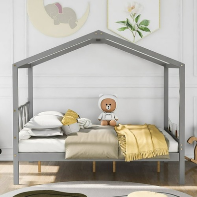 #ad BED BATH amp; BEYOND FULL SIZE WOOD HOUSE BED WITH STORAGE SPACE GRAY $382.75