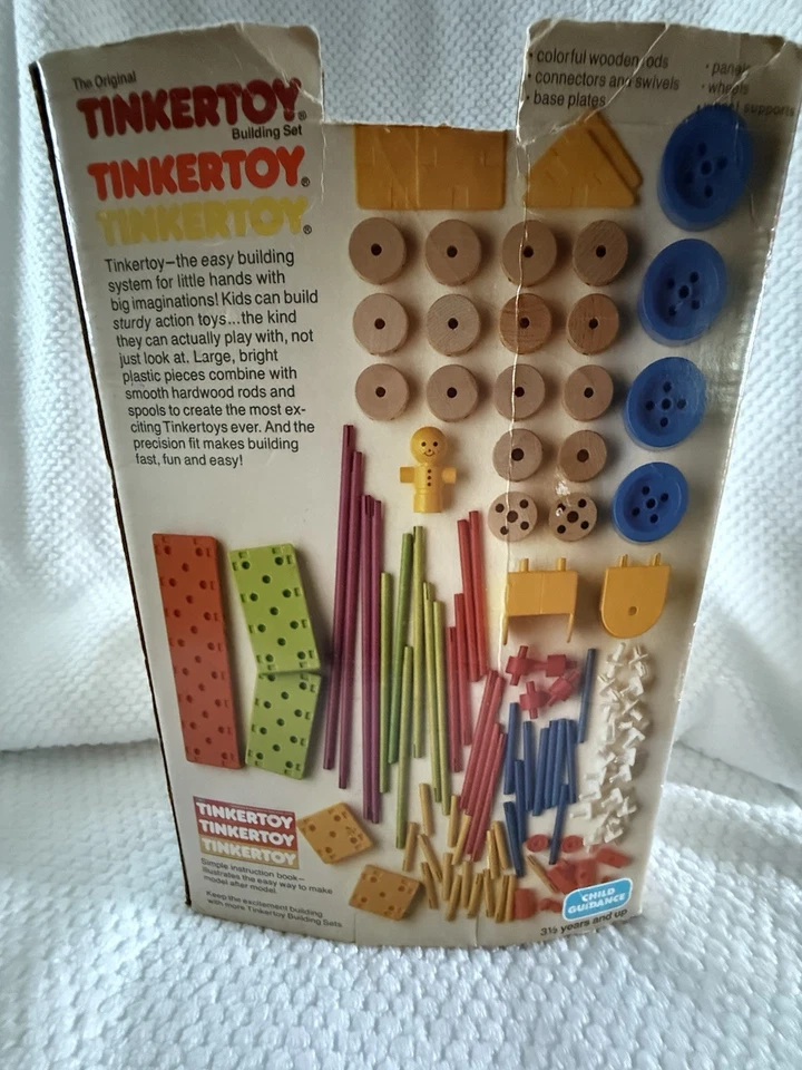 The Original Tinkertoy Building Set #550 Fabricado nos EUA Brinquedos CBS 1983 Vintage 113 Peças - Imagem 4 de 4
