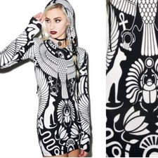 NEW MINT CONDITION KILLSTAR VULTURE HOODED BLACK WHITE DRESS MEDIUM SUPER RARE