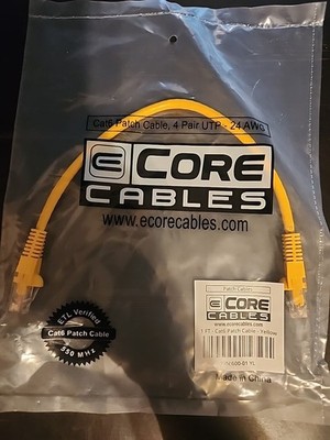 LOT of 9 ECore Cat6 Patch Cable 1ft Yellow Network Ethernet Cord RJ45 UTP 550MHz