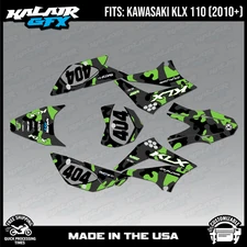 Graphics Kit for Kawasaki KLX110 KLX110R/RL (2010-2024) Invasion - Green Shift