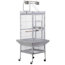 61" Large Bird Cage Playtop Parrot Cage Cockatiel Cockatoo w/Rolling Stand White