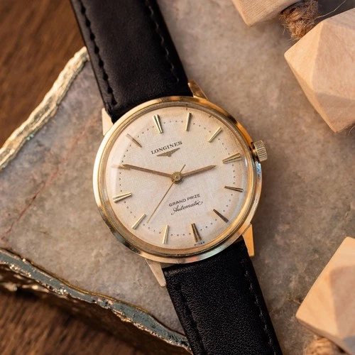 Vintage Longines Grand Prize 14K Solid Gold Automatic Watch Cal 340 Box & Papers image 2
