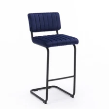 Pemberly Row Contemporary Bar Height Stool (Set of 2) in Sapphire