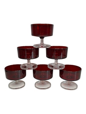 6 rote Luminarc France Sektschalen/Dessertschalen 70er  Sektgläser