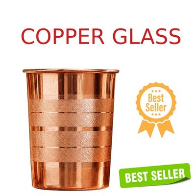100% Pure Copper Tumbler 300ml Ayurvedic Water Drinking Glass 1 Pc