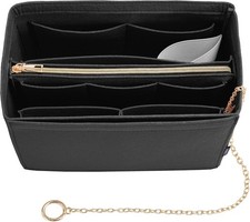 Purse Organizer Insert, Handbag Organizer with Zipper, Tote Shaper with Cup Hold