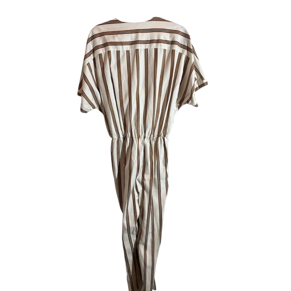 Maje сплетенный комбинезон v-образным вырезом полоски эластичный пояс женщин размер XL слоновой кости коричневый новый с Ярлыками - Изображение 3 из 4