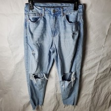 American Eagle Jeans Womens 6 Blue Curvy Mom Jean Distressed Denim Strigid