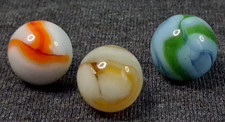 Vintage Alley Agate Set Of 3 Swirl Marbles 5/8" All Mint Condition 526156