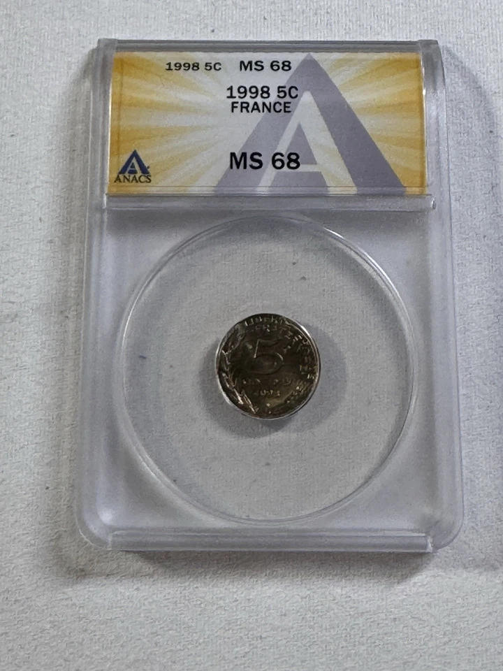 1998 França 5 centavos classificação MS 68 por ANACS - Imagem 4 de 4