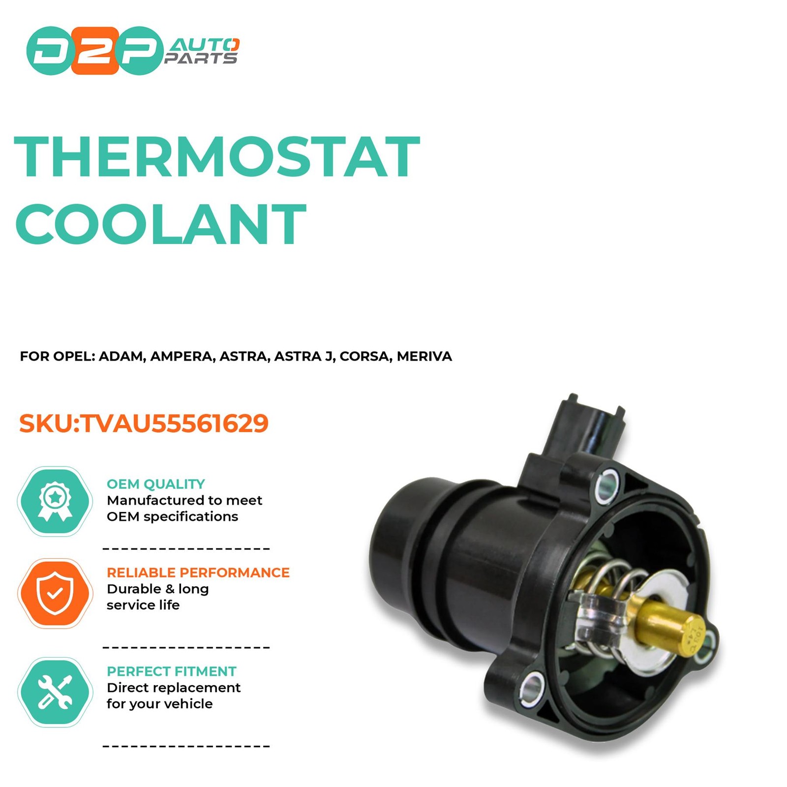 THERMOSTAT HOUSING FOR VAUXHALL CORSA D E ADAM ASTRA J MERIVA B 55593033 1.2 1.4 - Image 2