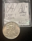 1947 Silver Walking Liberty Half Dollar (AU+) About UNC+! Details: Cleaned. ENN