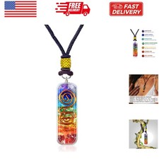 Handmade Seven Chakra Pendant with Adjustable Cord - Orgone Healing Stone Nec...