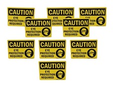 Lot of 9 SmartSign Caution Eye Protection Required S-1319 14" x 10" Yellow/Black