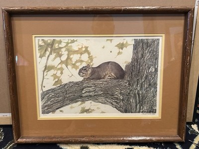 Charles Beckendorf Squirrel In A Tree Hand Signed Lithograph