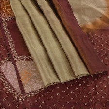 Sanskriti Vintage Brown Green Sarees Pure Silk Zari Woven Mirror Sari Fabric