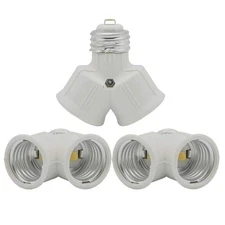 E26 Twin Light Bulb Adapter, Medium Screw Socket Splitter Converter,Light Bul...