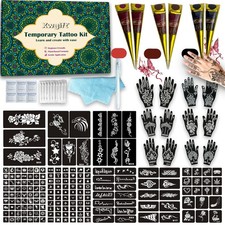 Temporary Tattoo Stencils Kit with 20 Sheets 191 Designs , 6 Tattoo Ink Cone...