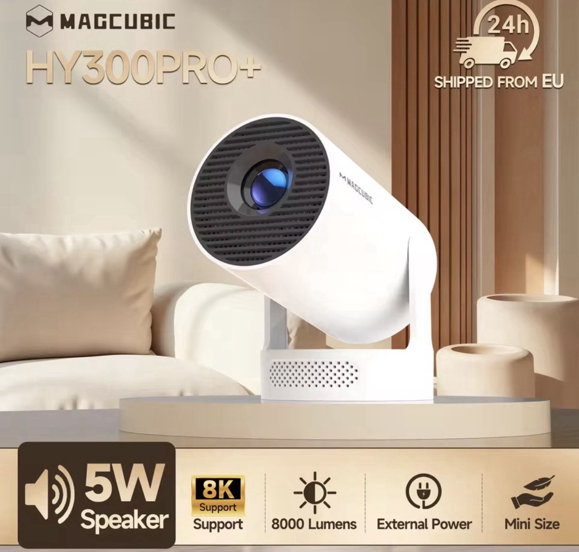 Projecteur portable Pro+ 8K Android 14 vidéoprojecteur intelligent Smart TV