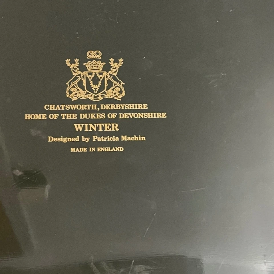 Chatsworth Derbyshire Vintage Oval Winter Tin Tray Patricia Machin England Black - Image 3 of 4