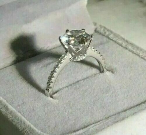 14K Weißgold Finish 1,80 ct Rundschliff Moissanit Verlobungsring Ehering Geschenk - Bild 1 von 6