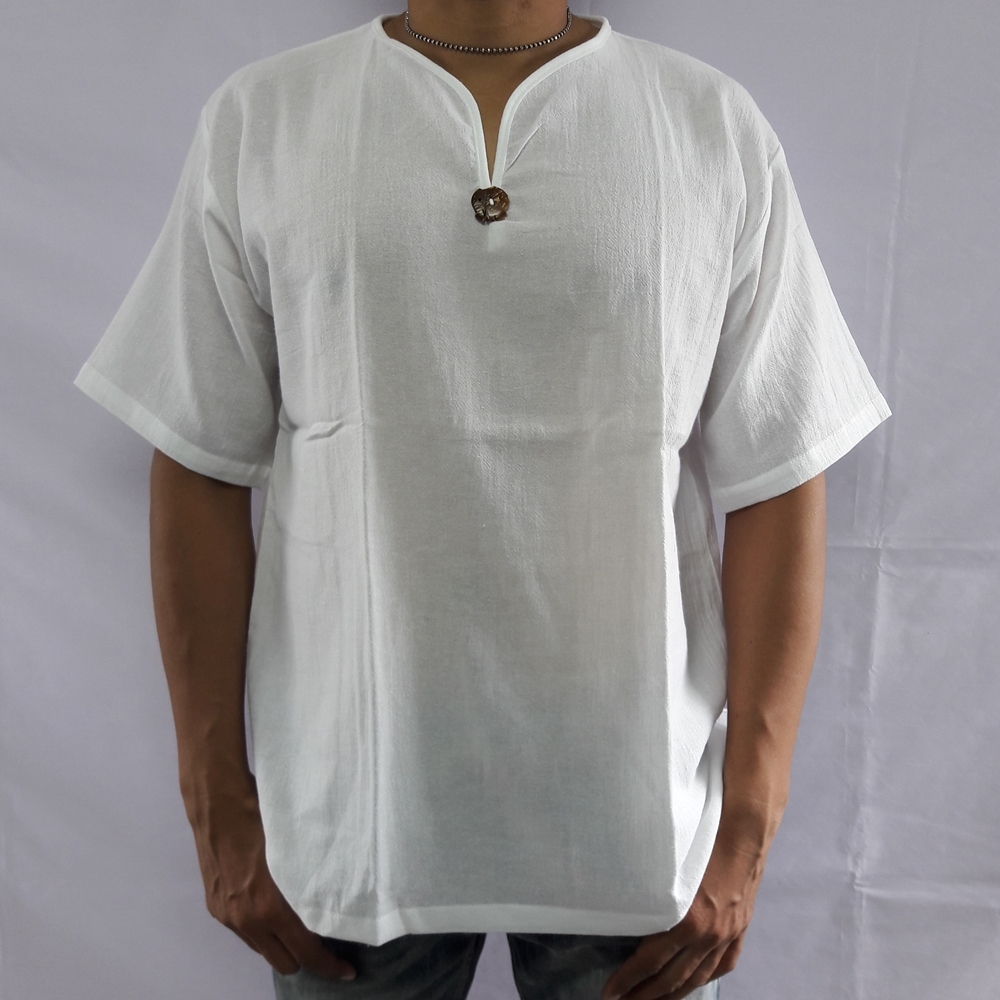 FLYCHEN Camicia Da Uomo Casuale Manica Corta Maglietta Polo Uomo In Cotone Lino Estiva Tinta Unita Spiaggia Hippie T Shirt Top 1 Nero M 104213569 - Foto 9