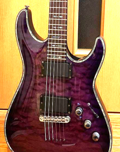 SCHECTER Diamond Series HELLRAISER C-1 See-Thru Purple Used Guitar From Japan M - Afbeelding 1 van 8