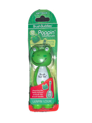 Brush Buddies Poppin' Toothbrush - New - Leapin' Louie the Frog