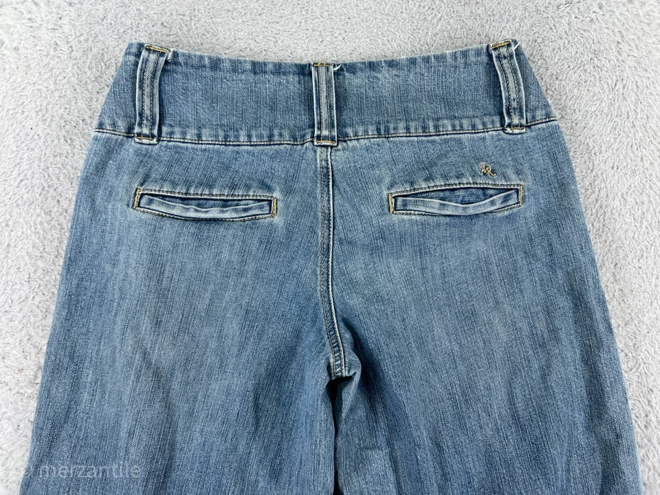 Pantalones American Rag Cie para mujer 3 azules denim capri pierna ancha mezcla de algodón elásticos Foto 3 de 4