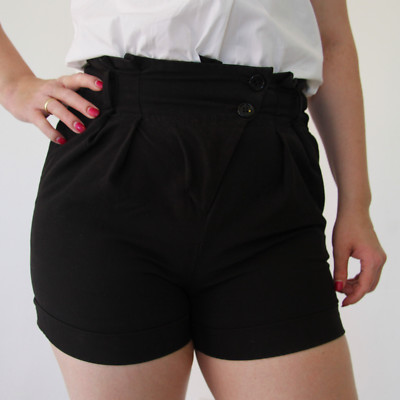 Hallhuber high waist hot pants, black, size 34