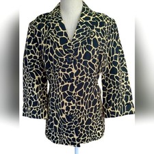 Rqt Jacket Womens Extra Large Tan Black Giraffe Coat Perfect Polish Wide Cuff