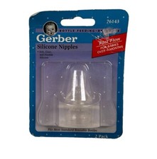 Vtg Gerber Bottle Nipples 76143 Fast Flow Clear Silicone Nipples 1997 - 2 pack
