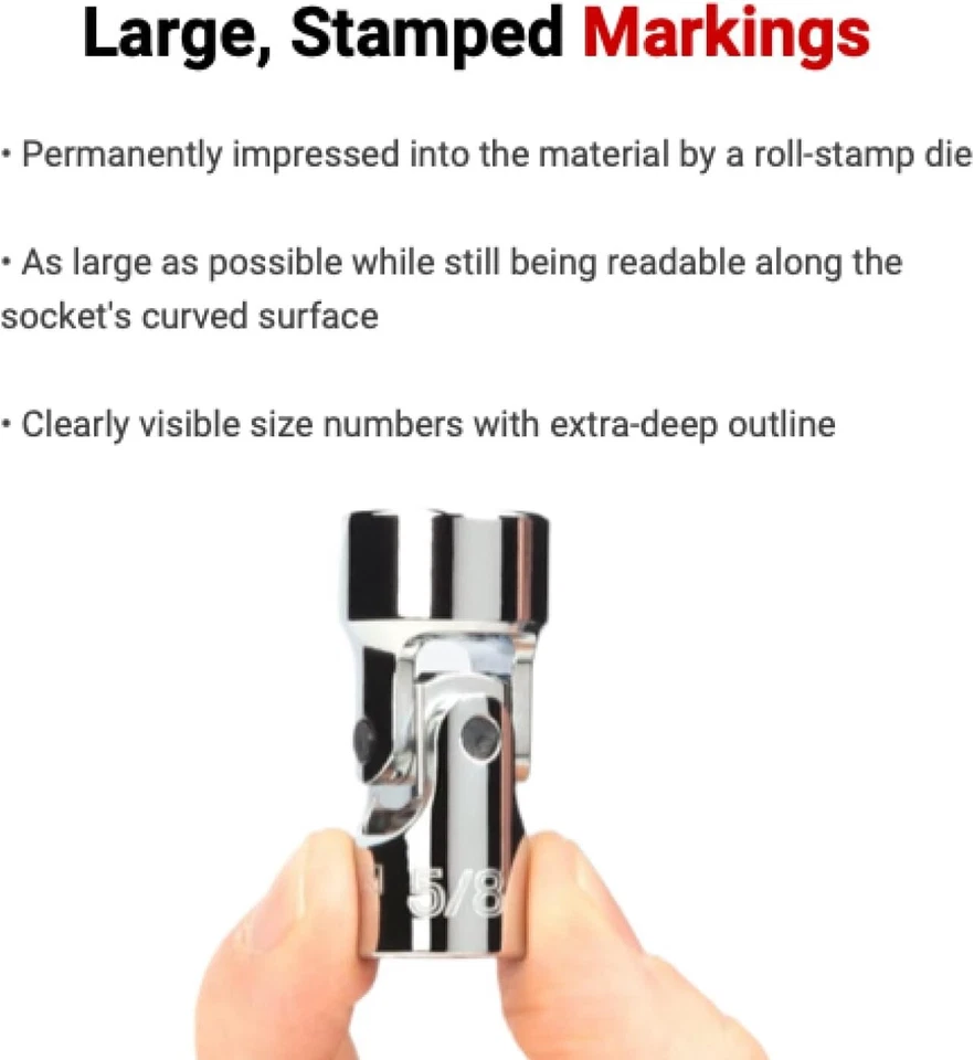 3/8 Inch Drive 6-Point Universal Joint Socket Set with Rail, 7-Pc. 3/8-3/4 inch - Image 3 of 4