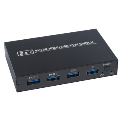4K KVM Switch HDMI 2 Port Box USB HDMI Switch for 2 Computers Share Monitor X3Q0